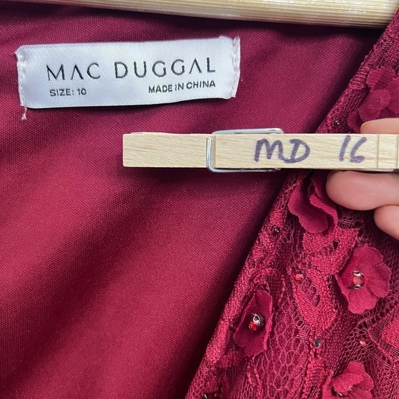 NEW $698 MAC DUGGAL 67710 BURGUNDY FLORAL RUFFLED TIERED SLEEVELESS GOWN Sz 10 - Picture 14 of 16